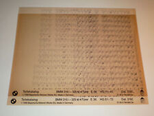 Microfich Teilekatalog BMW 316i - 325td 4 / Türer / E36 - Stand 02/1992
