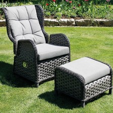 XXL Comfort verstellbar Relaxsessel Ohrensessel Rattansessel + Polster + Fußteil