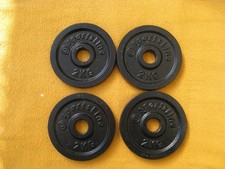 vier Hantelscheiben Gusseisen Gewichtsscheiben 2kg   Bohrung 31 mm  "SPORTSLINE"