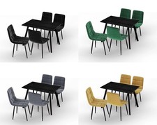 5-tlg. Esstisch & gepolsterte