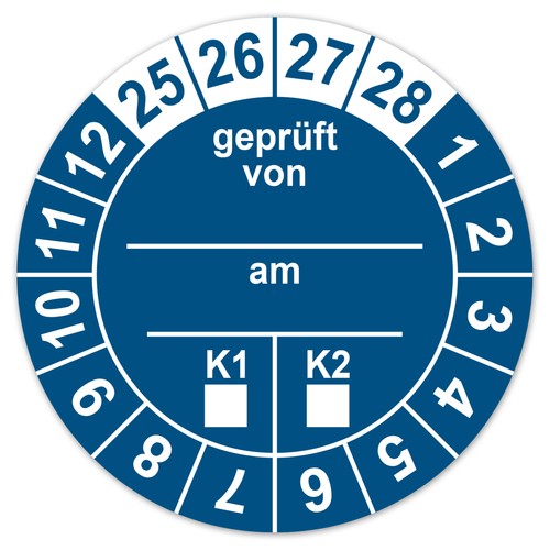 Prüfplakette geprüft von - , am