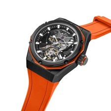 Police Dayton Automatik PEWGR0082302 Herrenuhr Armbanduhr Skelettiert Orange