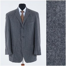 Herren PAOLO NEGRATO Größe UK 44R Grau Weich Wolle Kaschmir Sport Mantel Blazer Jacke