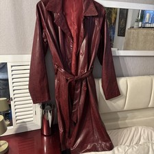 Dunkelroten Factotum LederMantel M Mit Futter Total Schick In Waden Lang