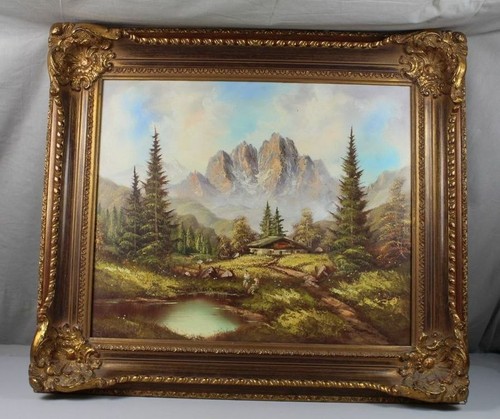 öl auf leinwand berg - -,