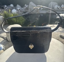 Elegante Krokodilleder Tasche aus Glanz Kroko in Schwarz CITES-IRV vintage Lack