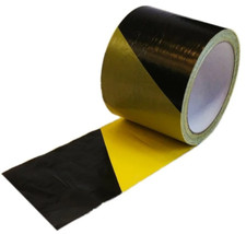 Warnband 85mm Absperrband Flatterband Ohne Kleber Trassenband SCHWARZ GELB