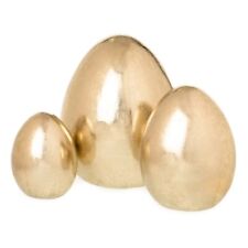 dekoratives frühlingshaftes Deko-Ei Oster-Ei Keramik gold matt-glänzend 