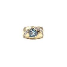 8kt Gelbgold Ring hellblauer