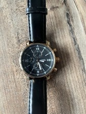 Fossil Armbanduhr Chronograph Schwarz Roségold Lederarmband