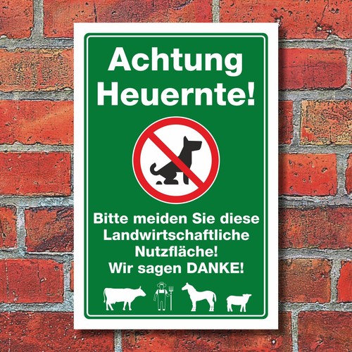Schild achtung heuernte - schild,