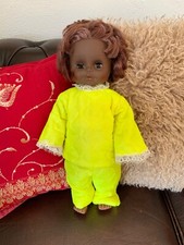 DDR Puppe schwarz 45 cm, DDR Gummipuppe selten Ostprodukt Rarität mit Haaren