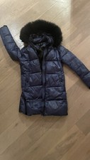 DKNY Luxus, Damen Winterjacke, Mantel, Parka, XS, S, Blau, Kapuze, Neuwertig