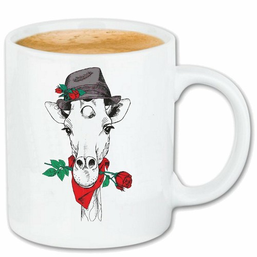 Kaffeetasse giraffe mit brot - giraffe,