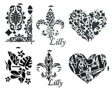Schablone A4 Herz Lilie Blätter Ornamente, zum Auftragen von Farbe Heike Schäfer