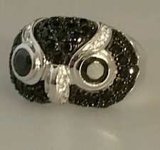 SS925 Ring Eule Größe 16,3 (51) Rhodiniert AAA Zirkonia Sterlingsilber gestempel