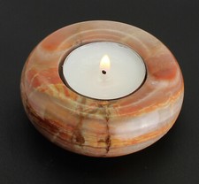 Teelichthalter Onyx-Marmor Ø 7 cm Edelstein Kerzenhalter Onyxmamor Unikate