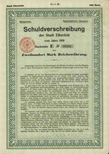 Elberfeld Stadtanleihe 1919 Wuppertal Barmen Cronenberg Ronsdorf Vohwinkel 200 