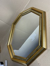 WANDSPIEGEL HOLZRAHMENSPIEGEL RAHMEN SPIEGEL Gold Holz  Kantig  47x38 Antik stil