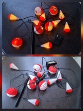 IKEA SOLVINDEN Solar Lichterkette Bojen + Lampignons ROT-WEIß Outdoor