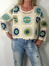 Boho Häkel Pullover Damen