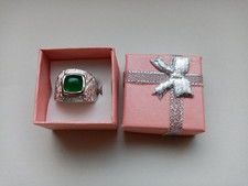 GRÜNER CHALZEDON-SILBERRING 3,98 ct.925 Ster. Silb 8,5 gr.  RW 17 NEU  Zertifik