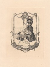 Exlibris Bookplate Heliogravüre Franz von Bayros 1866-1924 Gouvernante Akt