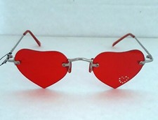 Sonnenbrille, Retro, Herzform rote, orange o. andere, Herz, Gläser mit Steinchen