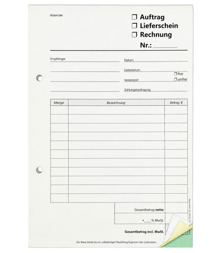 Kombiformular block rechnung - kombiformular-block,