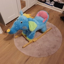 Schaukelpferd Plüsch Elefant Schaukeltier  Baby Wippe Holz Spielzeug *TOP
