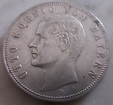 MDS DEUTSCHES REICH KAISERREICH BAYERN FÜNF 5 MARK 1901 D "OTTO", SILBER #L