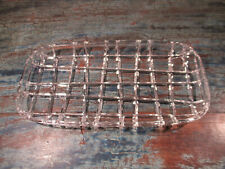 Vintage Kuchenplatte schräges Karomuster 30x16cm Glas Waschtisch Stifte Schale