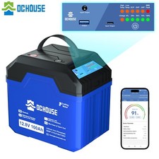 12V 100AH Batterie Bluetooth Lithium Batterie LiFePO4 mit SOC Statusanzeigen
