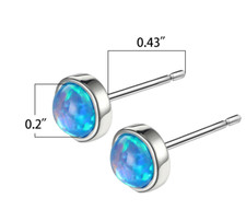 Opal kleine Blau Ohrringe Rund