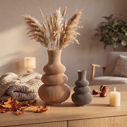 Trockenblumen vase gerippt - vase,