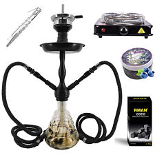 RMAN Shisha 55cm Wasserpfeife 2 Schläuche mit Kohle Dampfsteine Kohleanzünder