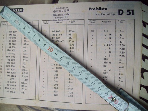 Preisliste märklin d - zu,