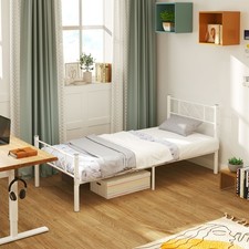 HOMCOM Bettrahmen für Matratze 200 x 90 cm, Bettgestell 88 cm hoch Stahl