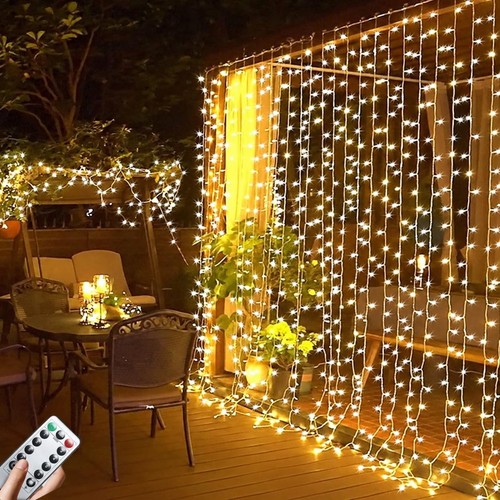 Lichtervorhang warmweiß innen - warmweiß,