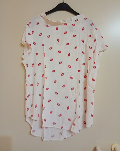 Bluse weiß mit motiv - weiß,