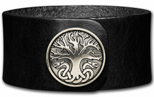 Lederarmband 32MM Schwarz mit Kelt. Zierschraubniete als Druckknopfverschluss