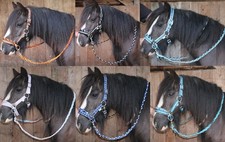 Shetland Pony Trense REITHALFTER ZÜGEL Holzpferd Shetty Sidepull gebisslos