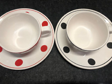 2 x Keramik  Jumbo Tasse Secla Portugal gepunktet weiß - rot - schwarz - Punkte