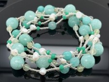 ENDLOSKETTE MIT QUARZ, SÜSSWASSERZUCHTPERLEN, GLASPERLEN SCHMUCKJAGD