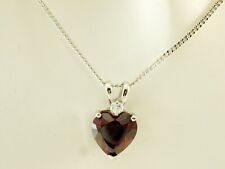 585 Weissgold Kette 14 Karat kleiner Herz Anhaenger Zirkonia granat 