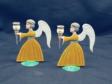 antike kleine Zinn Engel 2x Kerzenhalter 7,0cm hoch Handbemalt selten