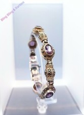 Edelstein Markasit Armband - 925 Silber Amethyst - Turmalin  Armkette lila Pink