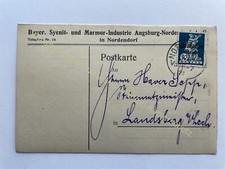 Postkarte Reklame 1921 Augsburg Bayerische Syenit Marmor Industrie Nordendorf