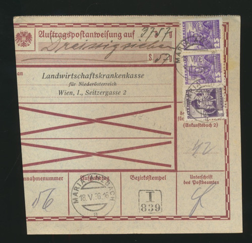 Auftragspostanweisung 1936