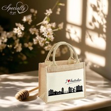 ❦ Bedruckte Tasche DAILY Jute Baumwolle Aufdruck Skyline I ❤️ internat. Städte ❦